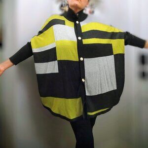 JOSEPH A. Geometric Block Color Poncho Cardigan. Size XL